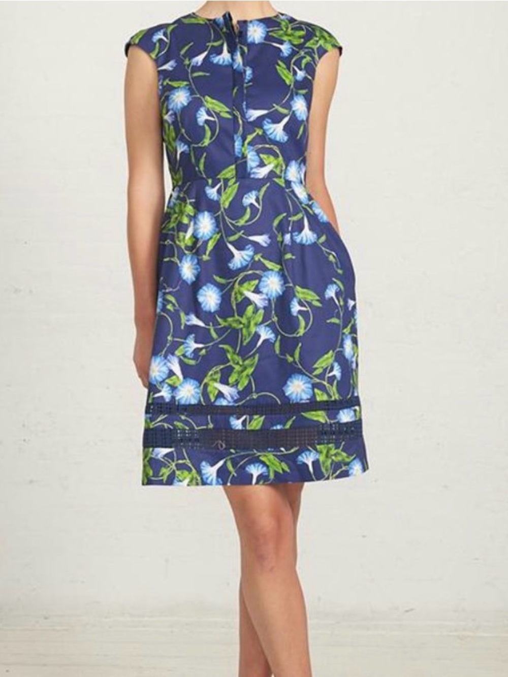 Molly Moorkamp Harper Mini Dress Women’s 0 Morning‎ Glory Floral Navy Blue Green